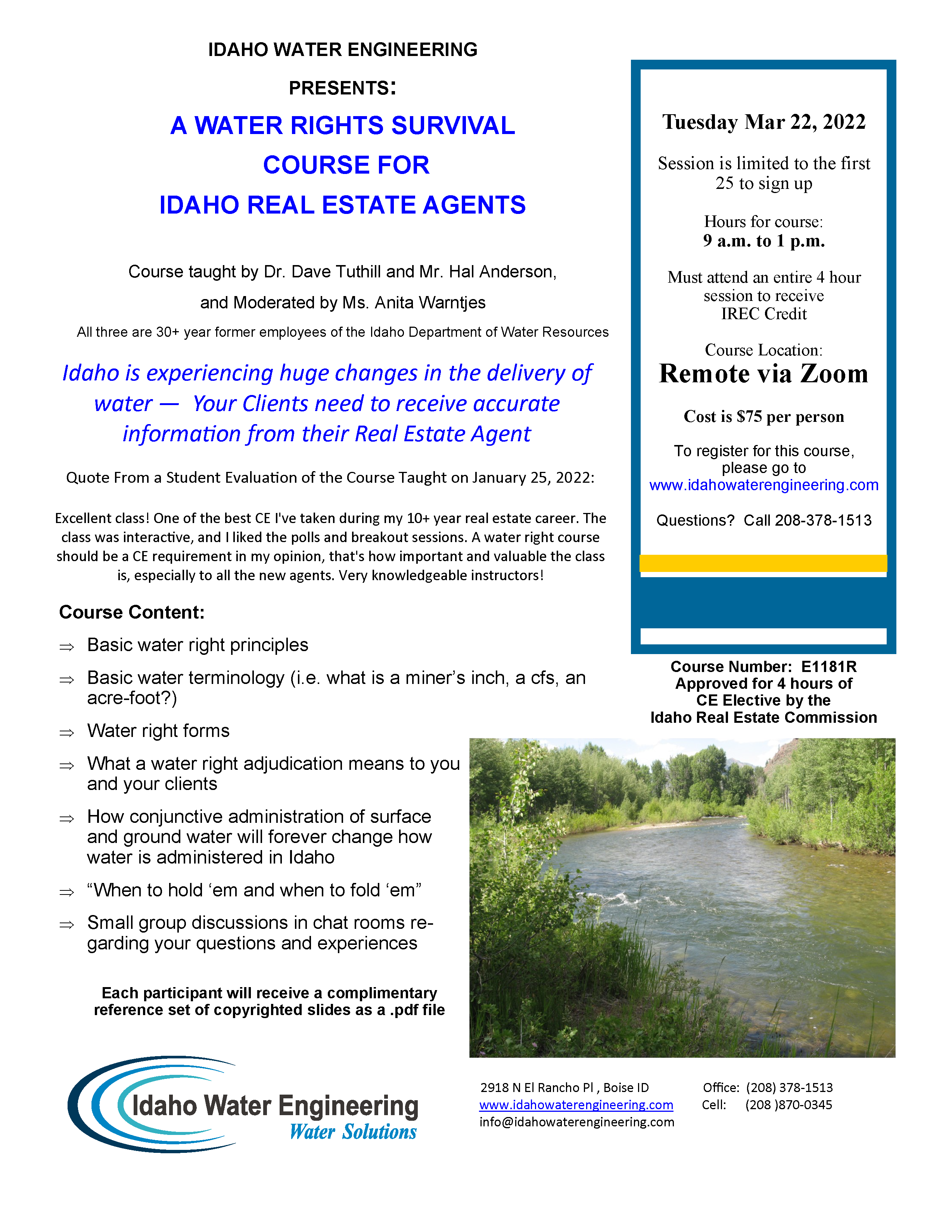 Water Rights Survival Course - March 2022
